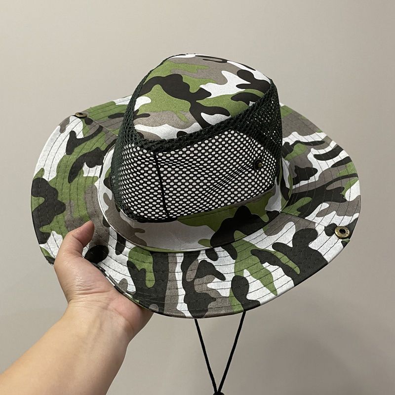 Hat men's summer big brim outdoor fishing sun protection hat sun hat bucket hat construction site dry farm work sun hat