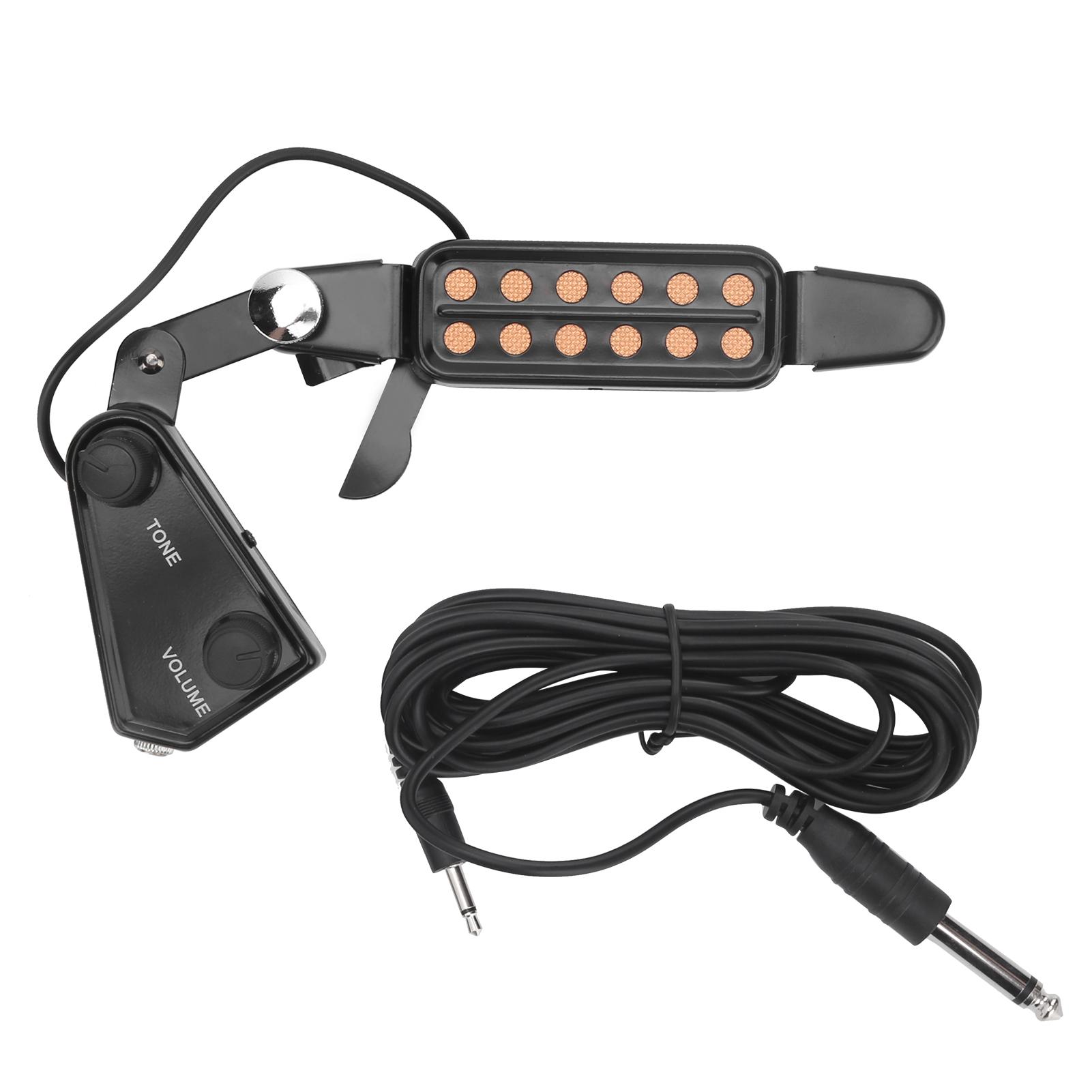

Guitar Pickup 12 SoundHole Electric Transducer with Tone Volume Control for Ukulele