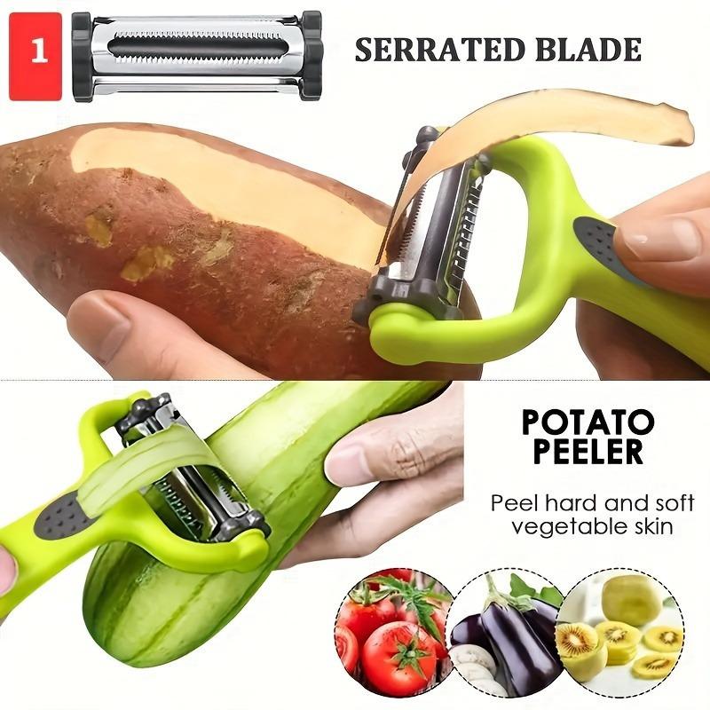 3in1 Fruit Peeler, Kitchen Vegetable Peeler, Potato Peeler, Fruit Grater, Multifunctional Vegetable Cutter, Fruit Skin Scraper