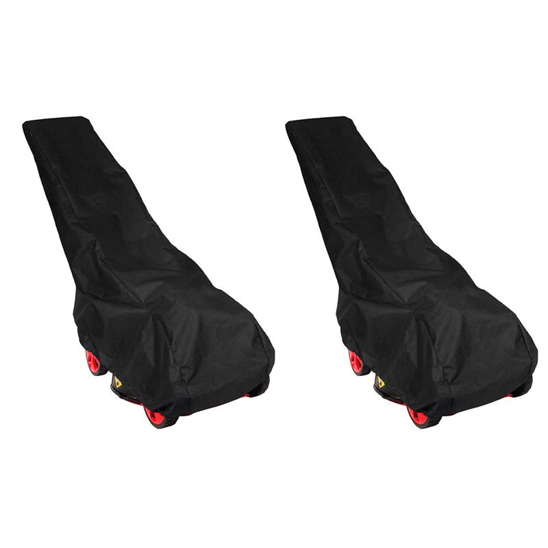 ABGE-2 Pcs 193X63.5X112cm Black Universal Waterproof Lawn Mower Rain Cover Garden Overall Size Drawstring Weather Protection