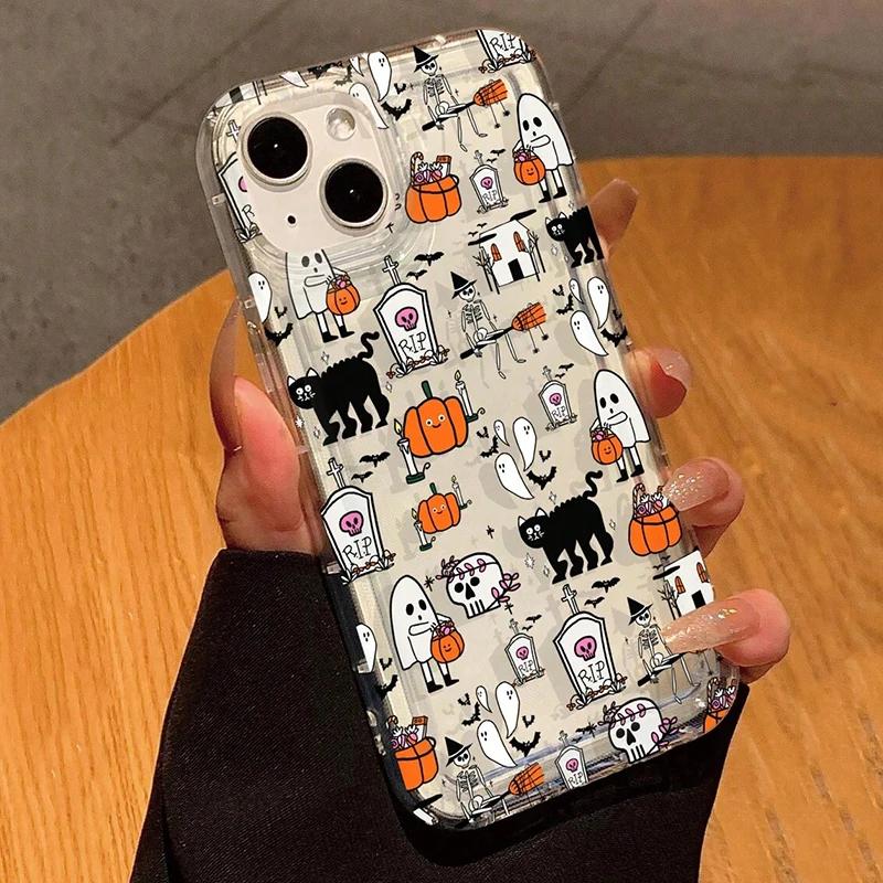 Süßes Halloween Kürbis Geist Muster Handyhülle Für iPhone 16 15 14 11 13 12 Pro Max Mini 7 8 Plus X XR XS Anti-Fall Klare Hülle