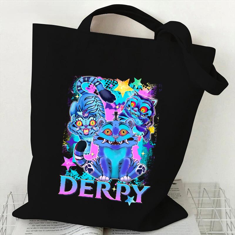 KPOP Skupina Lovců Démonů Taška z plátna s tygřím potiskem Jednoramenná taška crossbody pro studenty Denní nákupní taška tote