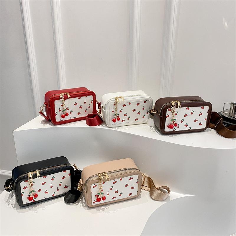 New trendy girl handbag fashion commuter cherry tote bag simple printing shoulder camera bag