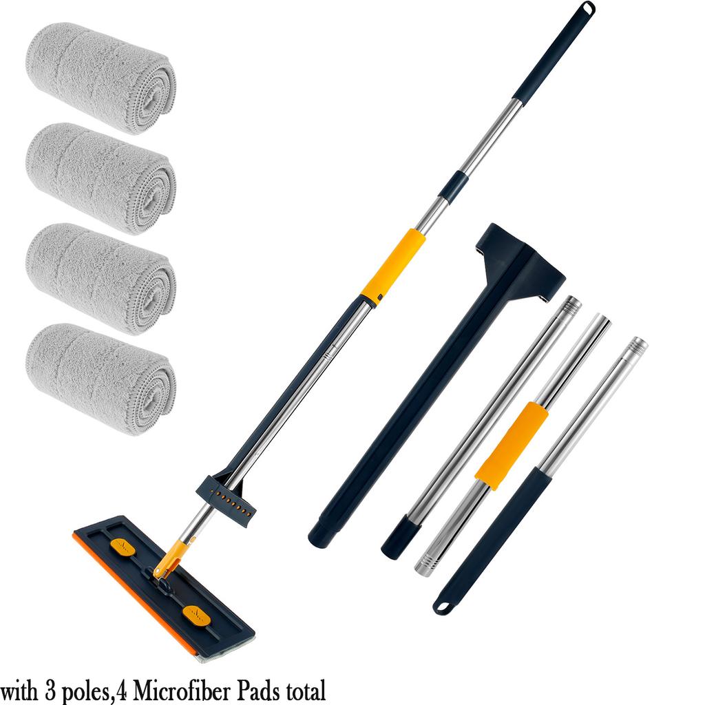 Flat Floor Mop 360 ° Rotating Floor Mop Extra Large Length 137 Cm Wet and Dry Hands-Free Dust Mop for Kitchen Living Room
