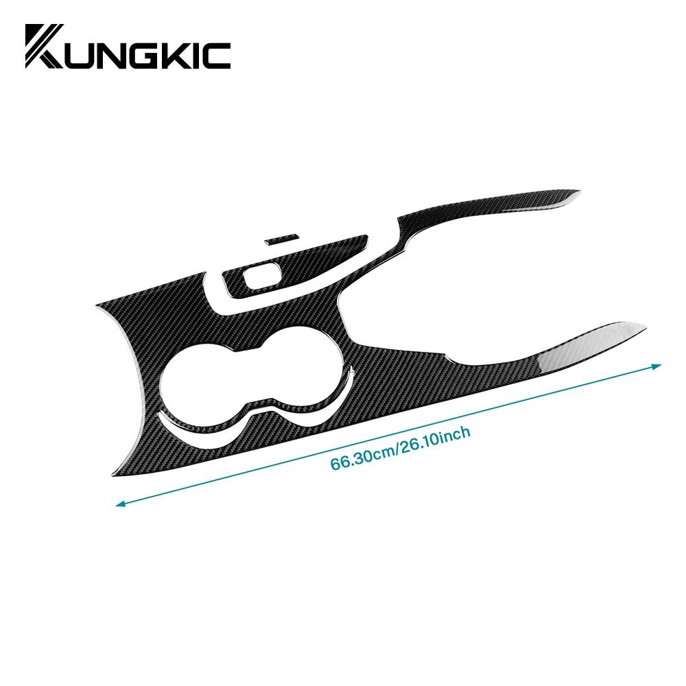 Real Soft Carbon Fiber Sticker For Ford Mustang GT Dark Horse EcoBoost 2024 2025 EPB/Handbrake Version Gear Shift Water Cup Trim