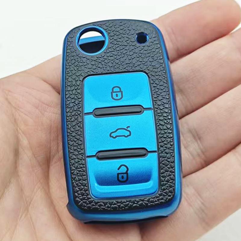 

Роскошный кожаный TPU чехол для автомобильного ключа, сумка для полной защиты ключа автомобиля для Volkswagen Polo Tiguan Passat Golf Jetta Lavida Skoda