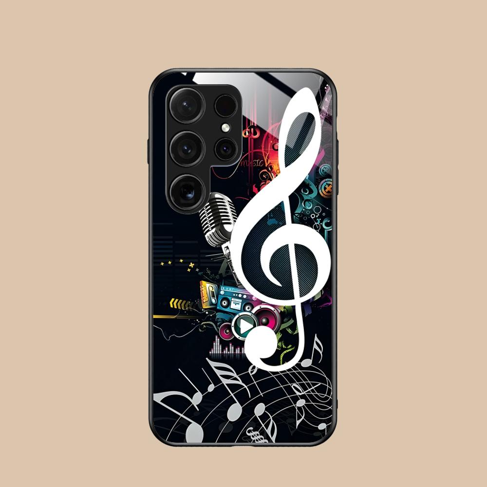 Musical Note Staff Mobile Phone Case for Samsung Galaxy S26 S25 S24 S23 S22 S21 S20 Note20 Plus FE Ultra Glass Colorful Cover