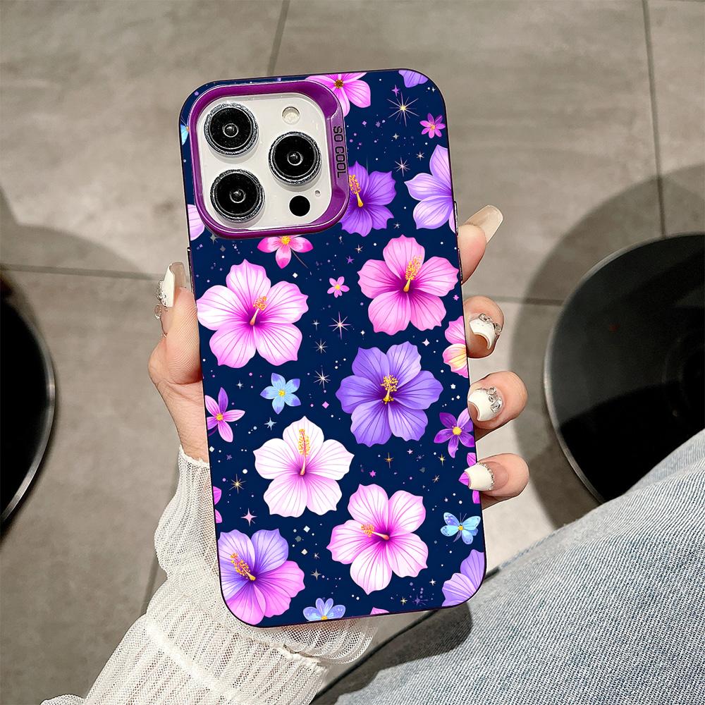 Flowers Art Purple Translucent Mobile Phone Case For IPhone 17 16 E 15 14 13 12 11 Pro Max 14 15 Plus 17 Air Colorful Hard Cover