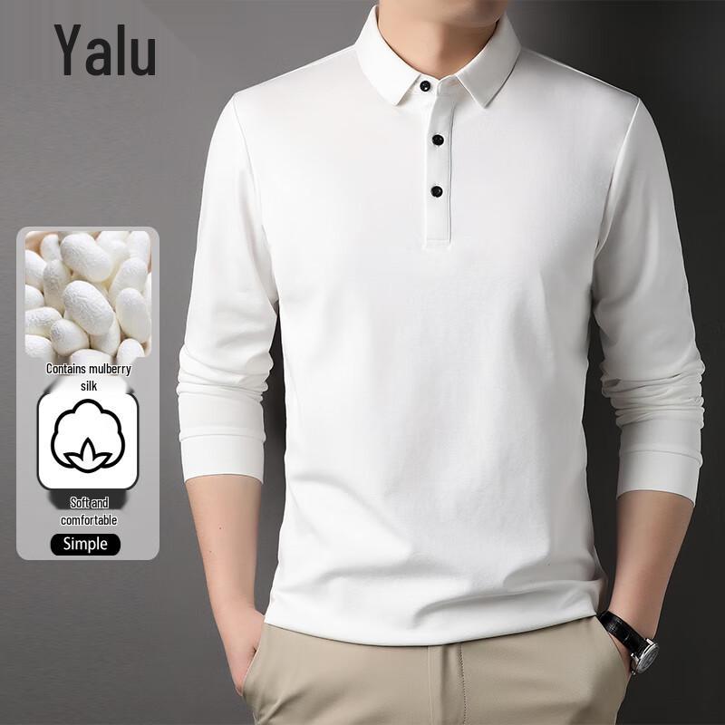 Tricou Polo cu Mânecă Lungă Yalu pentru Bărbați, Amestec de Mătase de Dud