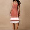 Women's Spaghetti Strap Backless Bow Loose Casual Beach Vacation Striped Printed Dress Sundress