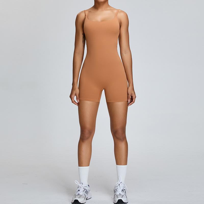New Nude Camisole Jumpsuit Yoga Women'S Dance Fitness Jumpsuit Tight Back Sports Jumpsuit