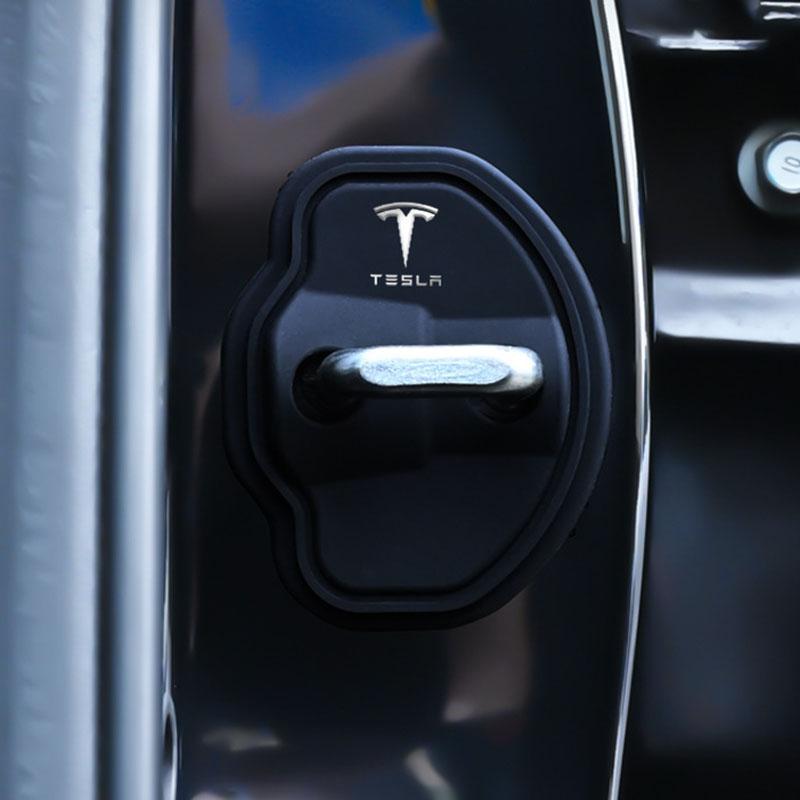 ALR1 Silicone Car Door Lock Cover Protective Cover Shock Absorption for Tesla Roadster Cybertuck Model S X Model 3 Y Accessories