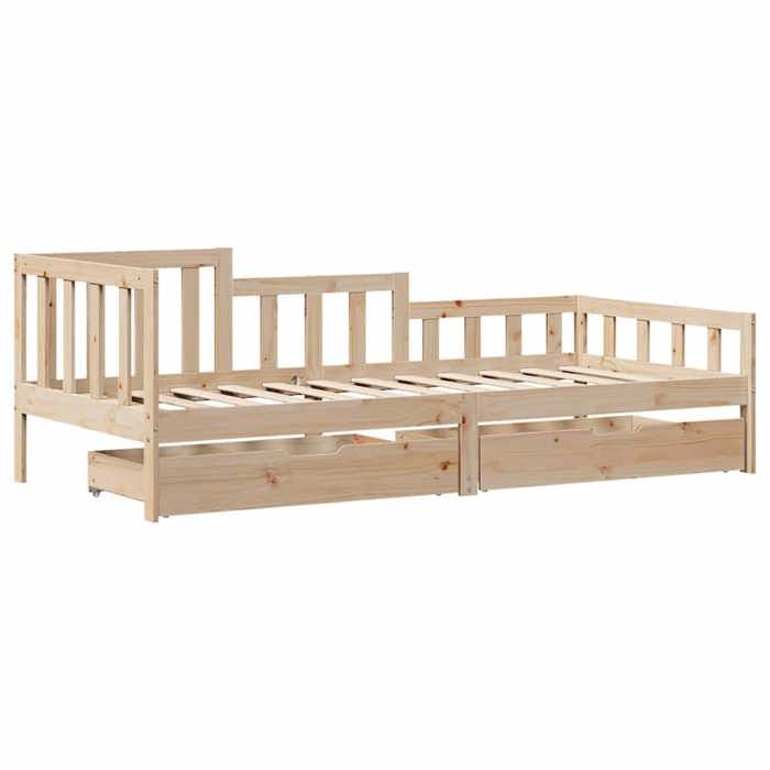 VidaXL Daybed with Drawers Without Mattress 90x200 Cm Solid Wood 3302100