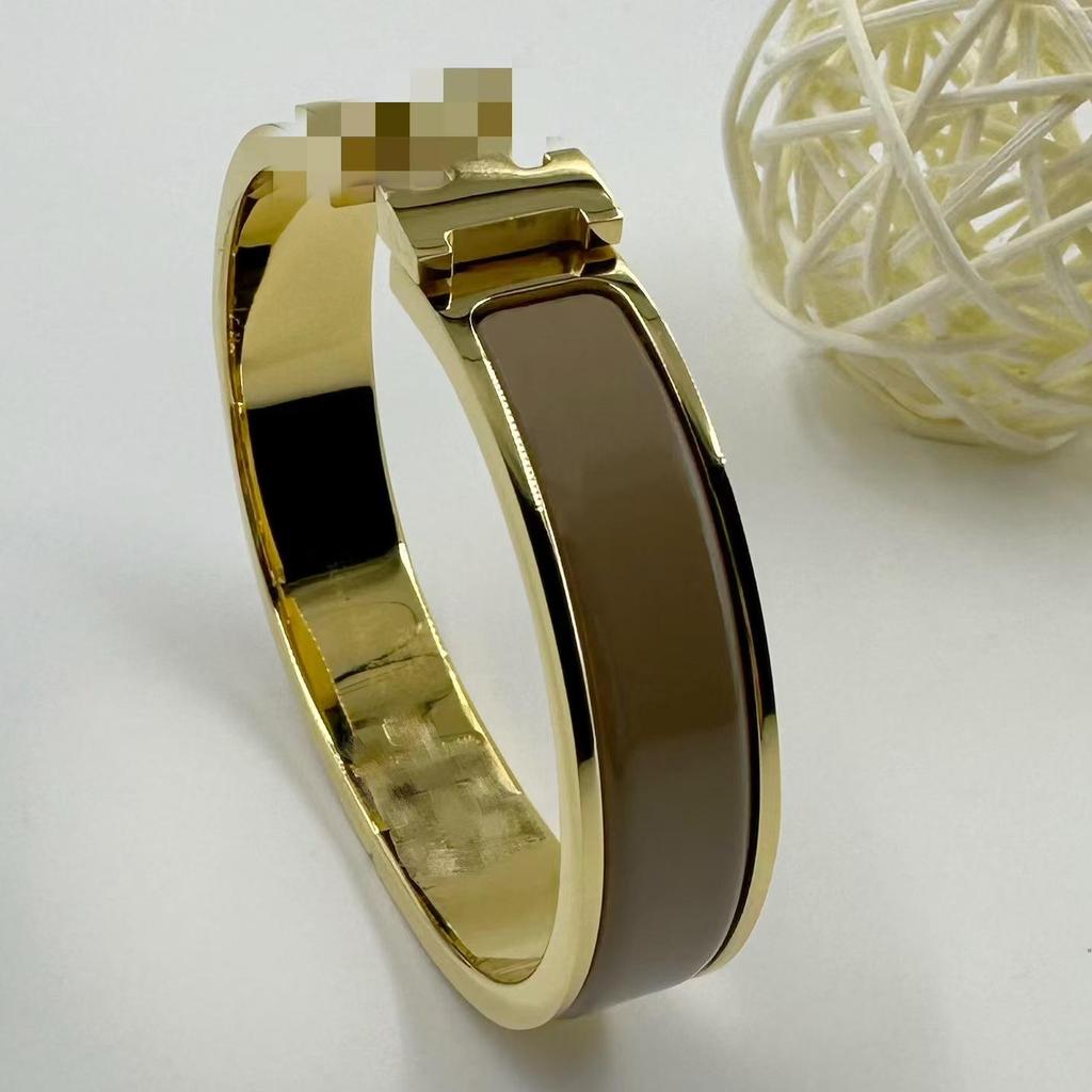 H Letter 12MM Enamel Titanium Steel Bracelet - European & American Fashion Bangle