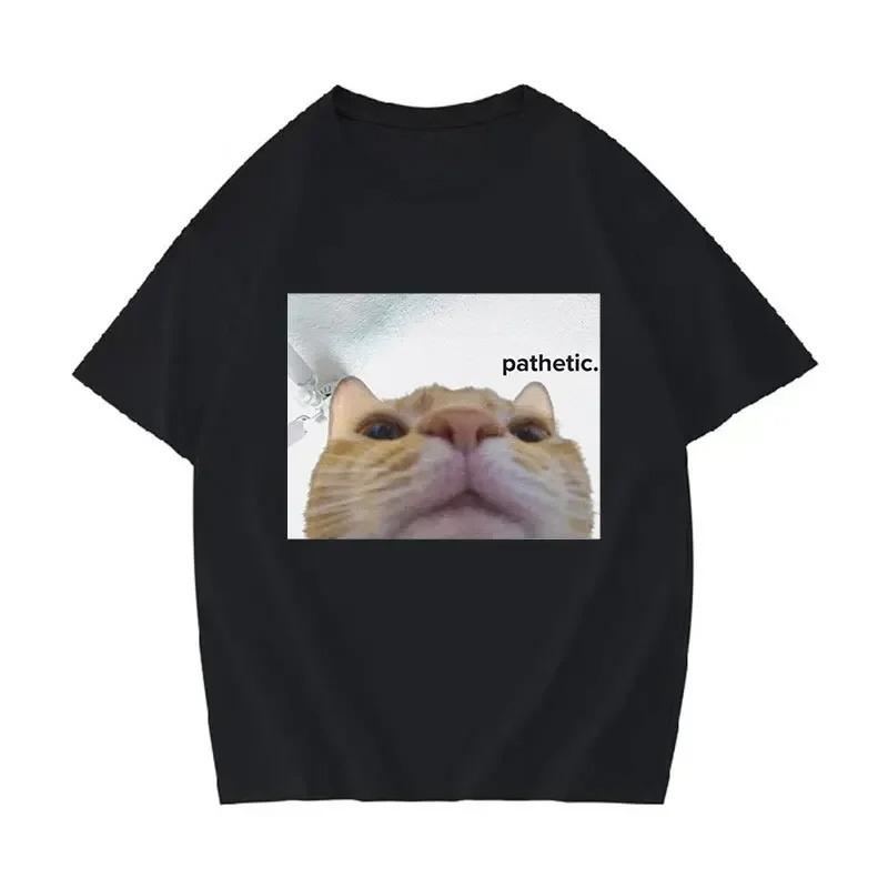 

Summer Womens Fashion Funny Poor Cat Pattern Tshirt Short Sleeve Round Neck Sports Top Graphic T Shirts Streetwear Y2K S