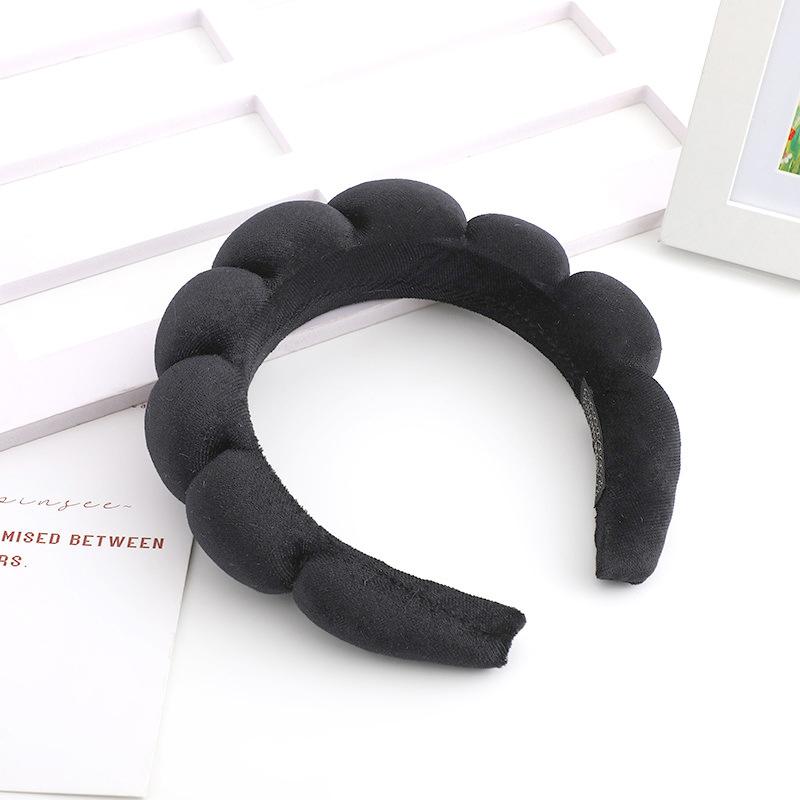 Solid Color Cloud Sponge Headband Washing Scrunchies Puffy Headband Washing Face Makeup Shower Skincare Hair Band