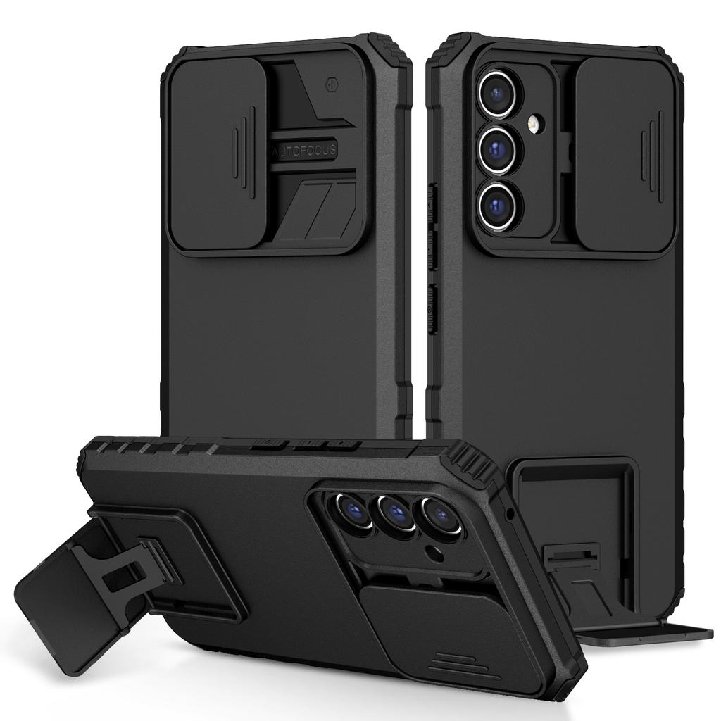 For Samsung Galaxy A36 5G Case Camera Slider PC+TPU Phone Cover with Kickstand