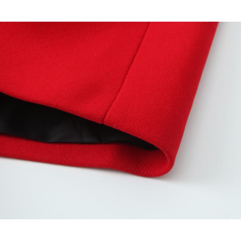 European & American Style Red Mid-Length Loose Coat - Women's Autumn Outerwear