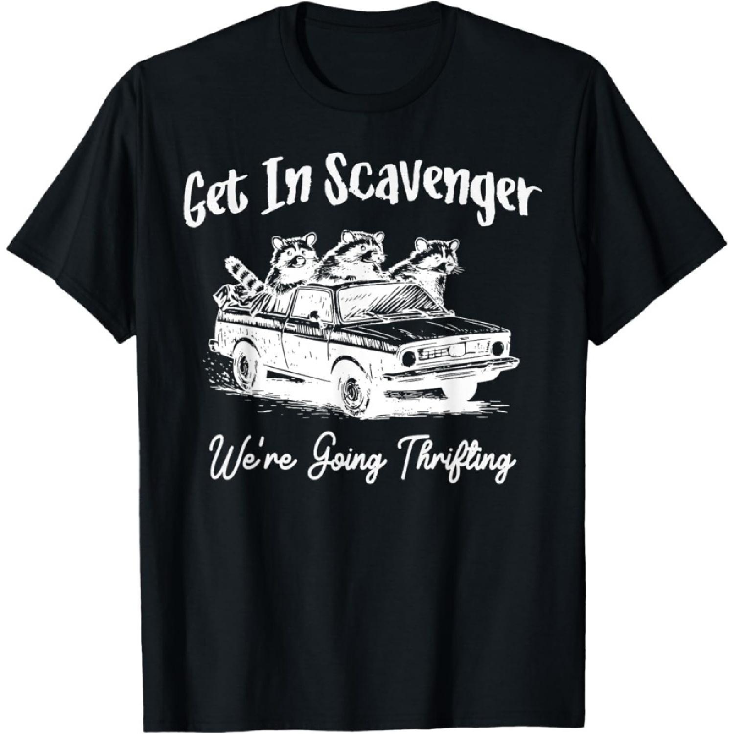 BaruToW Get in Scavenger We re Going Thrifting Funny Raccoon Meme T-Shirt S