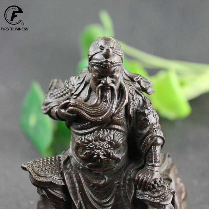 2022 NEW Brass Guan Gong Desk Decoration Bronze God of Wealth Guan Erye Buddha Statue Copper Office Buddhism Mininature Figurine
