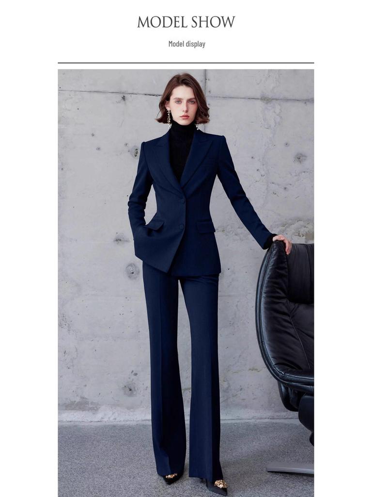 AD Gold Brown Wool Herringbone Suit: Autumn/Winter Formal Blazer & Wide-Leg Trousers
