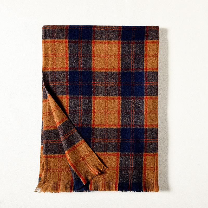 Sciarpa scozzese alla moda da donna autunno e inverno dolce sciarpa scozzese in finto cashmere addensata sciarpa invernale da donna