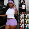 Comfortable Color-Block Raglan Sports Set: Short Sleeve Top, Solid Shorts & Headband