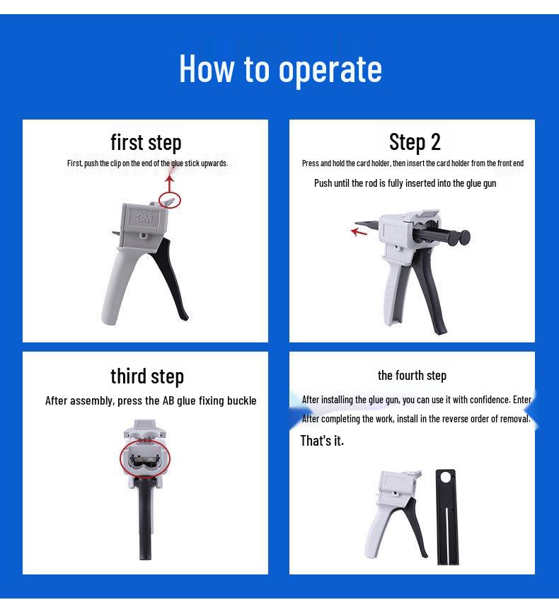 AB Glue Gun 1:1, 2:1, 10:1 Dual Tube Epoxy Resin Glue DP420 with Manual Metal Top Buckle