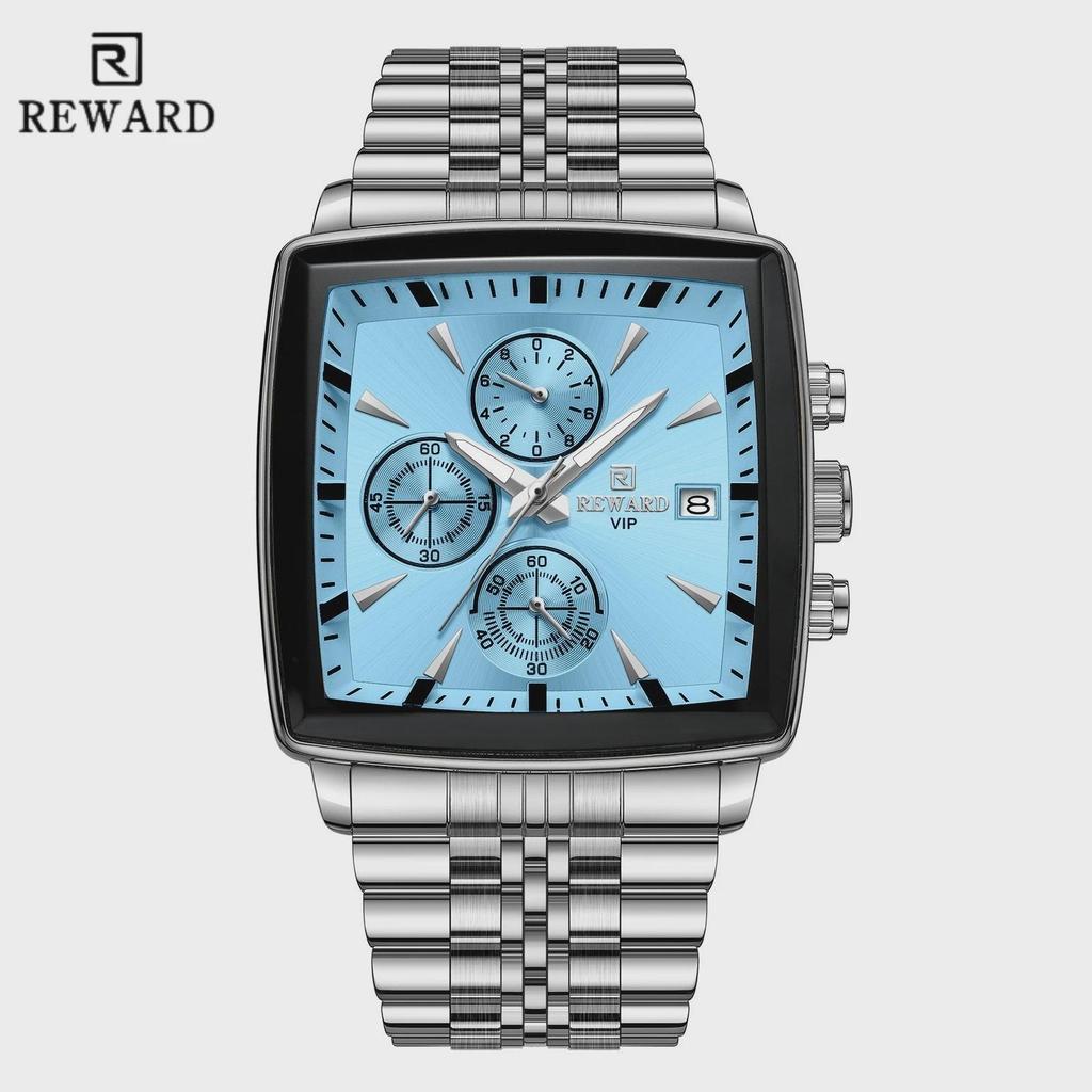 Fashion Square Quartz Watch Men's Luxury Steel Strip Business Date Chronograph Watches