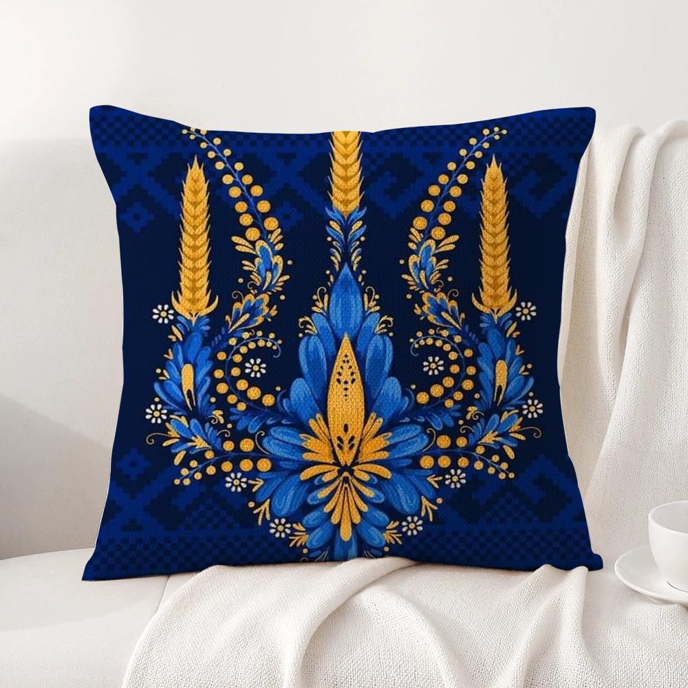Ukraine Flag Aesthetic Cushion Cover Natural Linen Organic Fabric DoubleSided Printing Sofa Home Decor Breathable Bed Pillow