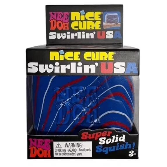 Needoh Nice Cube Swirlin’ USA limited Sensorische Stressverlichting Squishy Kubus Anti-Angst Knijp Object Voor Focus ADHD Populatie 1pcs