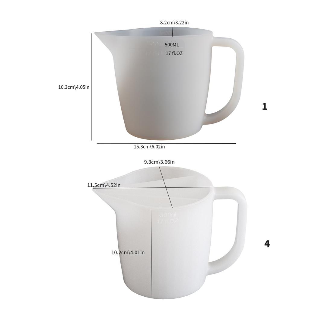 Reusable Silicone Resin Mixing Cup 500ml Split Design With Spout For Precise Pouring In Fluid Art And Epoxy Crafts