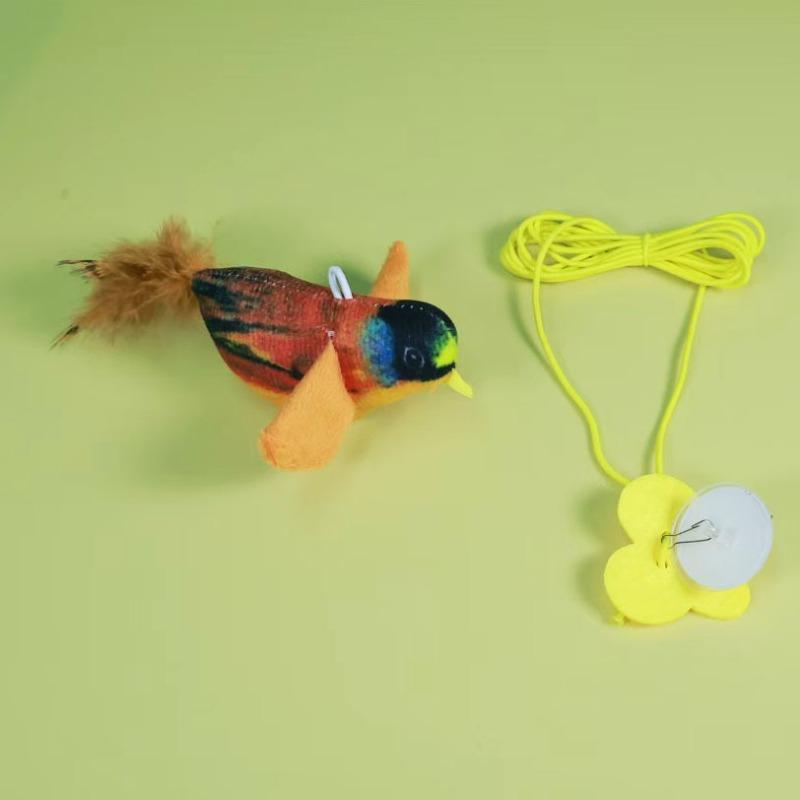 

Подвесная перьевая щебечущая птичка, устойчивая к укусам игрушка для кошек, саморазвлечение и скука, дразнилка для питомцев оранжевый