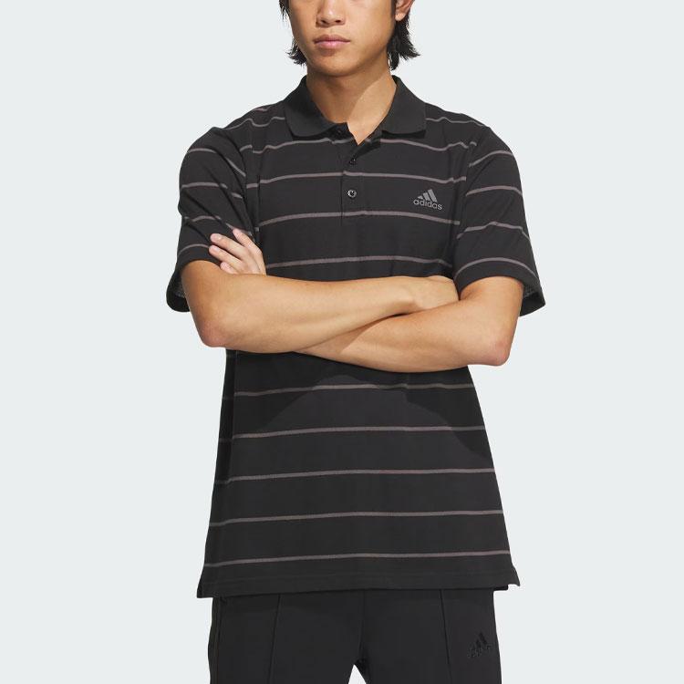 Adidas Stripe Polo Shirt Men Tops Black IT3920