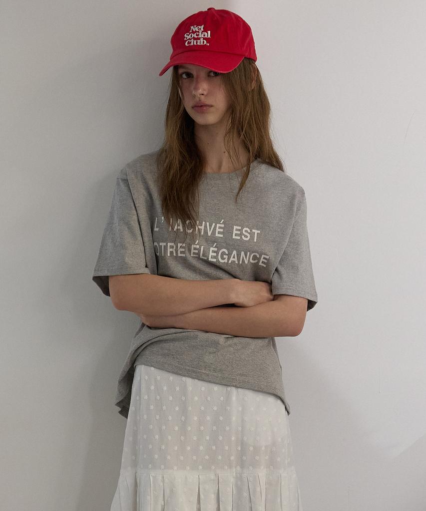 Opeundoeoseutyudio French Writing T-Shirt Gray