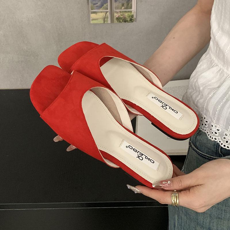 Fashion Fashion Square Toe Ladies Flats Slippers Sandals Shoes Summer Beach Female Slides Women Flats Slippers Shoes