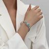 Bohemian Vintage Turquoise Adjustable Cuff Bracelet with Geometric Design