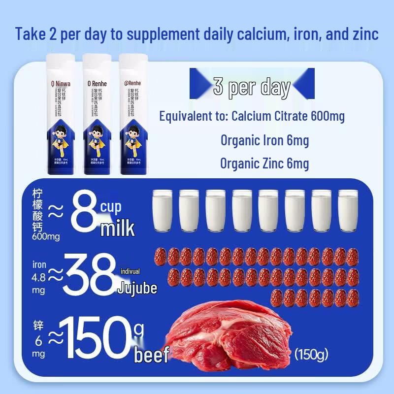 Renhe Kids Liquid Calcium Iron Zinc & Vitamin D Oral Supplement