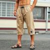 Men's Loose Fit Capri Pants Drawstring Elastic Waist Casual Baggy Cropped Trousers with Pockets for Beach Yoga Daily Wear