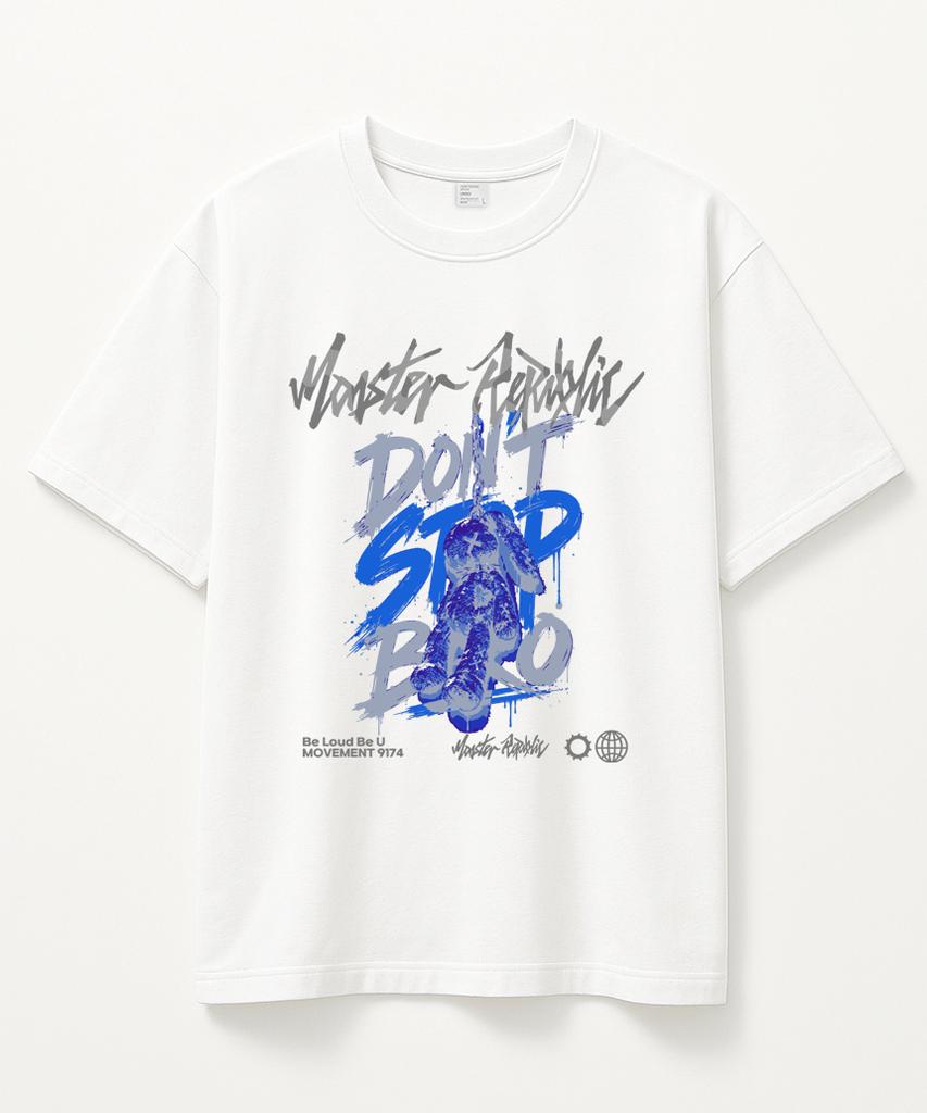 MONSTER REPUBLIC Rabbit Don'T Stop Bro Blue T-Shirt White_9174