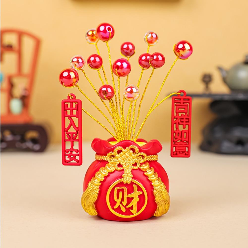

Lucky and Festive Good Luck Statue Figurine Crafts Car Decor Ornament Money Bag Tree Car 3
