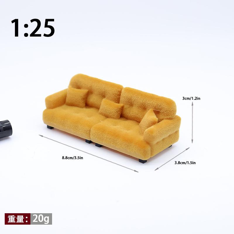 1:25/30 Sofa PLA Mini Doll Cream Style Realistic Washable Dollhouse Handmade DIY Scene Building Miniature Decor Mini Furniture