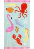 Beach Towel for Kids Velour Terry Blanket Throw for Swimming Bath Travel Camping and Picnic, Flamingo Lobster Octopus.
