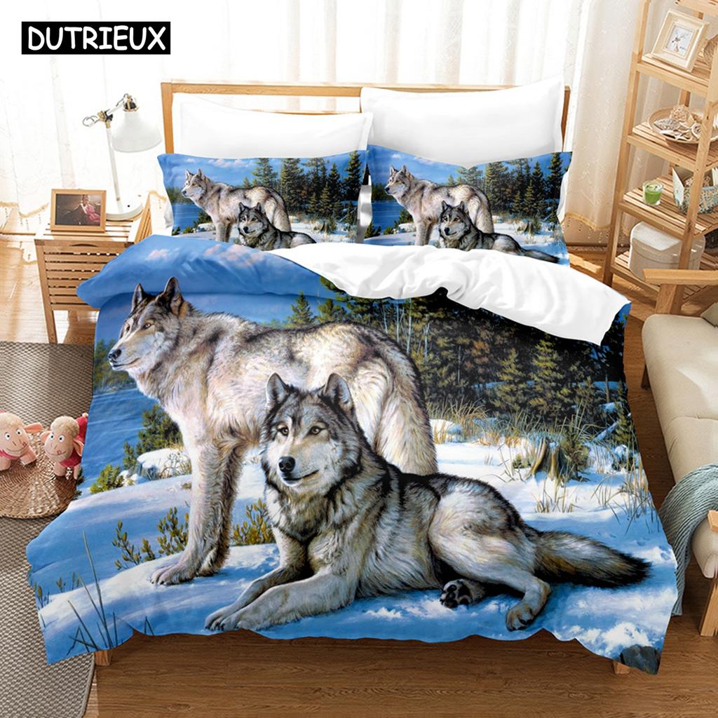 Wolf Cute Animal Bedding Set 3d Printing Kids Adult Luxury Gift Duvet Cover Comfortable Home Textiles Single Full King Size