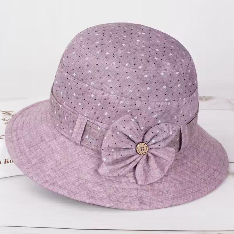 Thin Bucket Hat Middle-aged and Elderly Women Fashion Elderly Spring and Autumn Summer Breathable Sunshade Big Edge Basin Hat Sunscreen Sun Hat