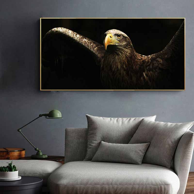 Modernes schwarzes Steinadler-Leinwandgemälde, Tierposter und Drucke, Wandbild für Cuadros, Wohnzimmer, Heimdekoration, ohne Rahmen, ohne Rahmen