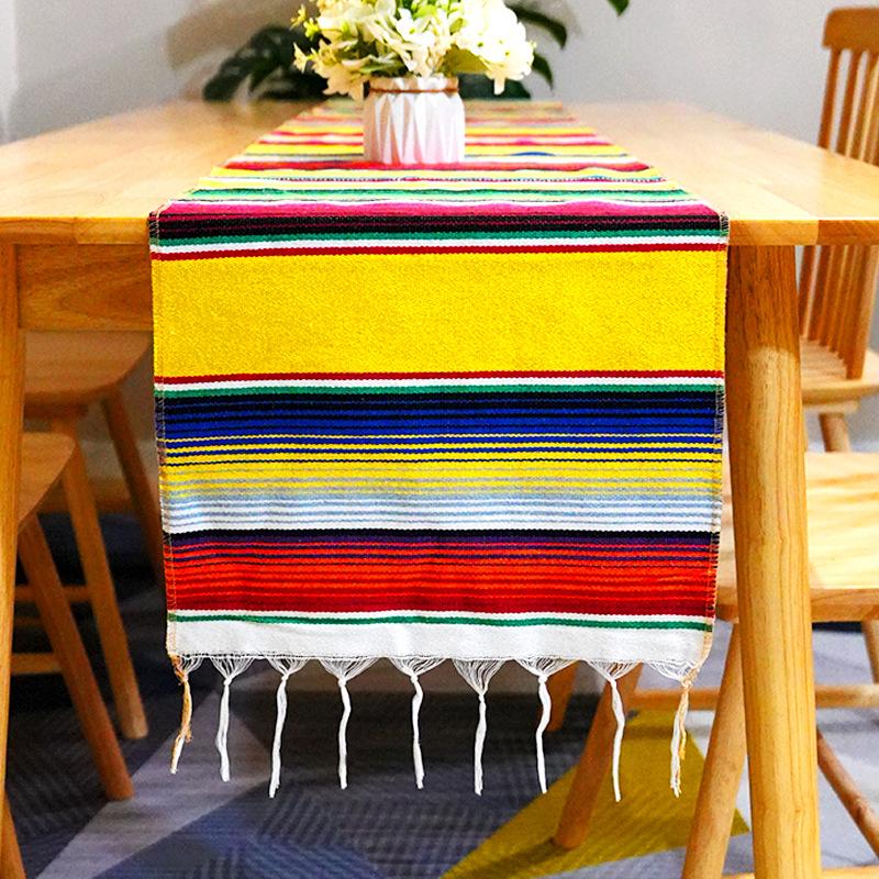 Mexican table flag blanket party tablecloth woven tablecloth fringed blanket Mexican tablecloth striped blanket