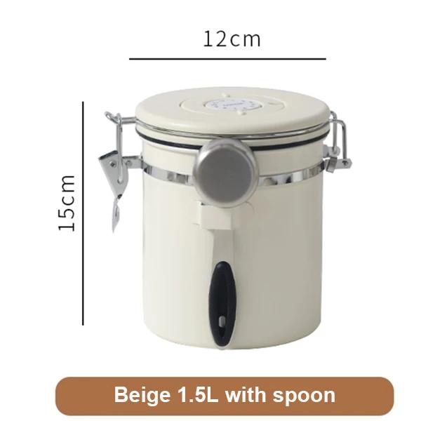 Stainless Steel Coffee Canister Coffee Bean Storage Airtight Containers with Date with Spoon Vent Valve Kitchen Food Storage Jar