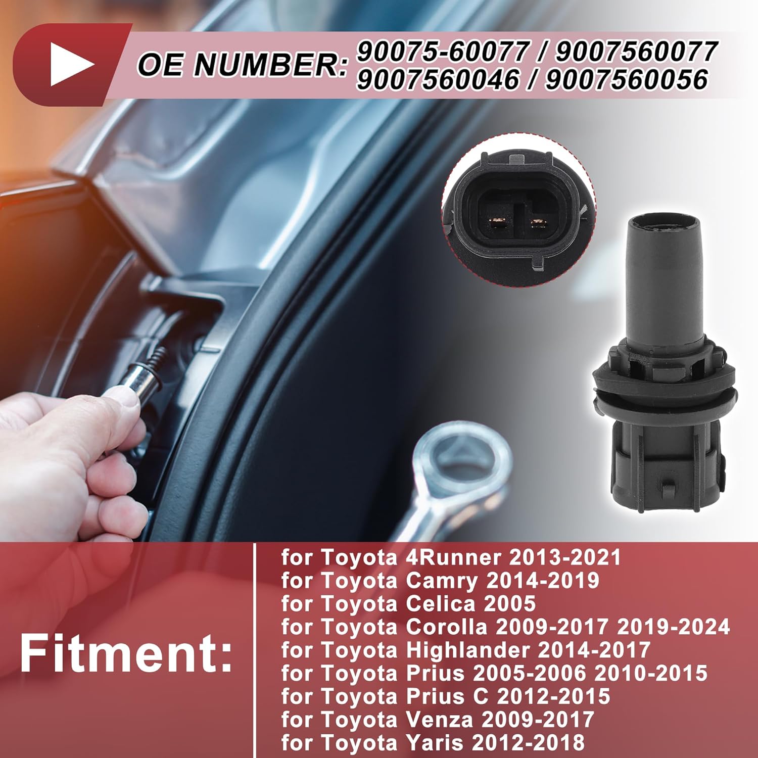 

1 шт. Разъем бокового габаритного огня для Toyota 4Runner 2013-2021 № 90075-60077/9007560077 Разъем лампы фары, 2 контакта