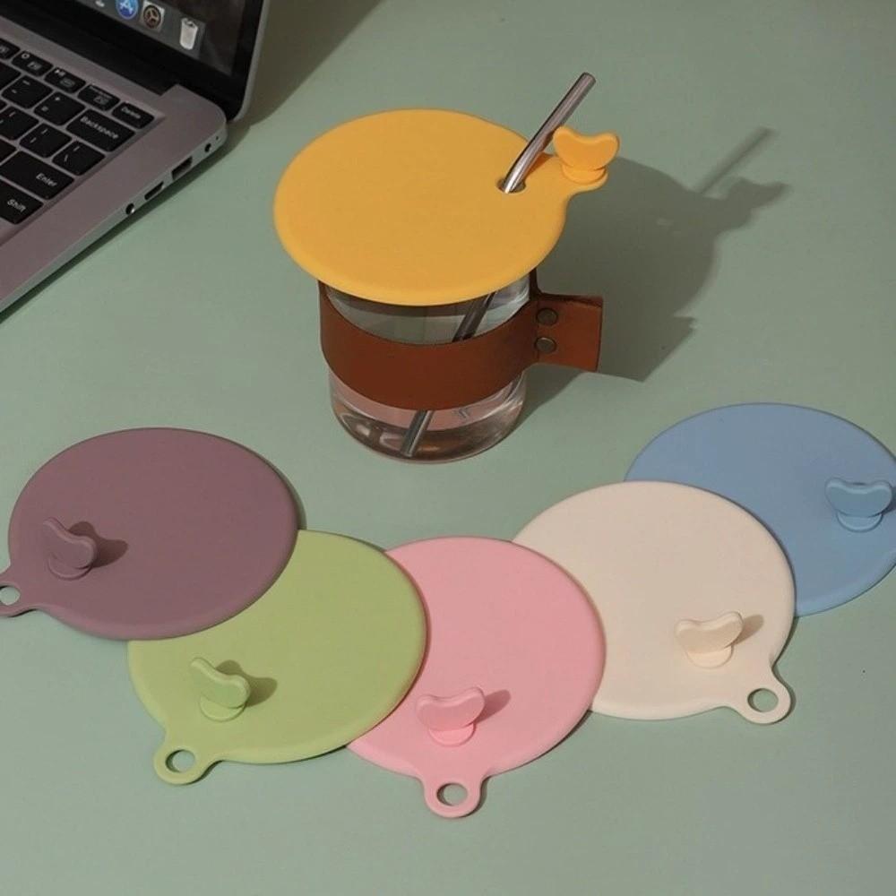 2PCS Stylish Silicone Dustproof Cup Lid Heat-Resistant Round Tea Cup Lid Flexible Decorative Drinking Glass Cover Fruit Juice